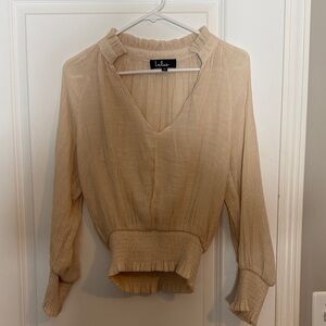 Lulu's Cream V-Neck Blouse